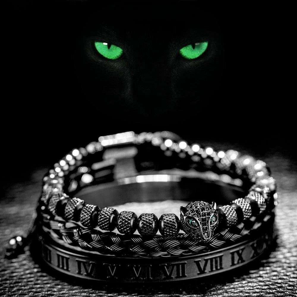 Kit 3 Bracelets LUXURY PANTHER - Acier Inoxydable Plaqué Or et Argent Sertis de Cristaux de Zirconium